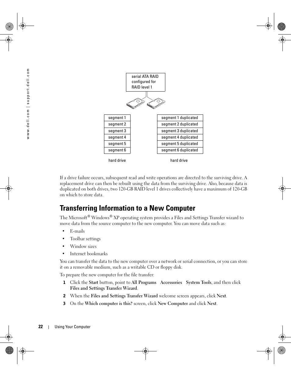 Transferring information to a new computer | Dell XPS/Dimension XPS Gen 2 User Manual | Page 22 / 142