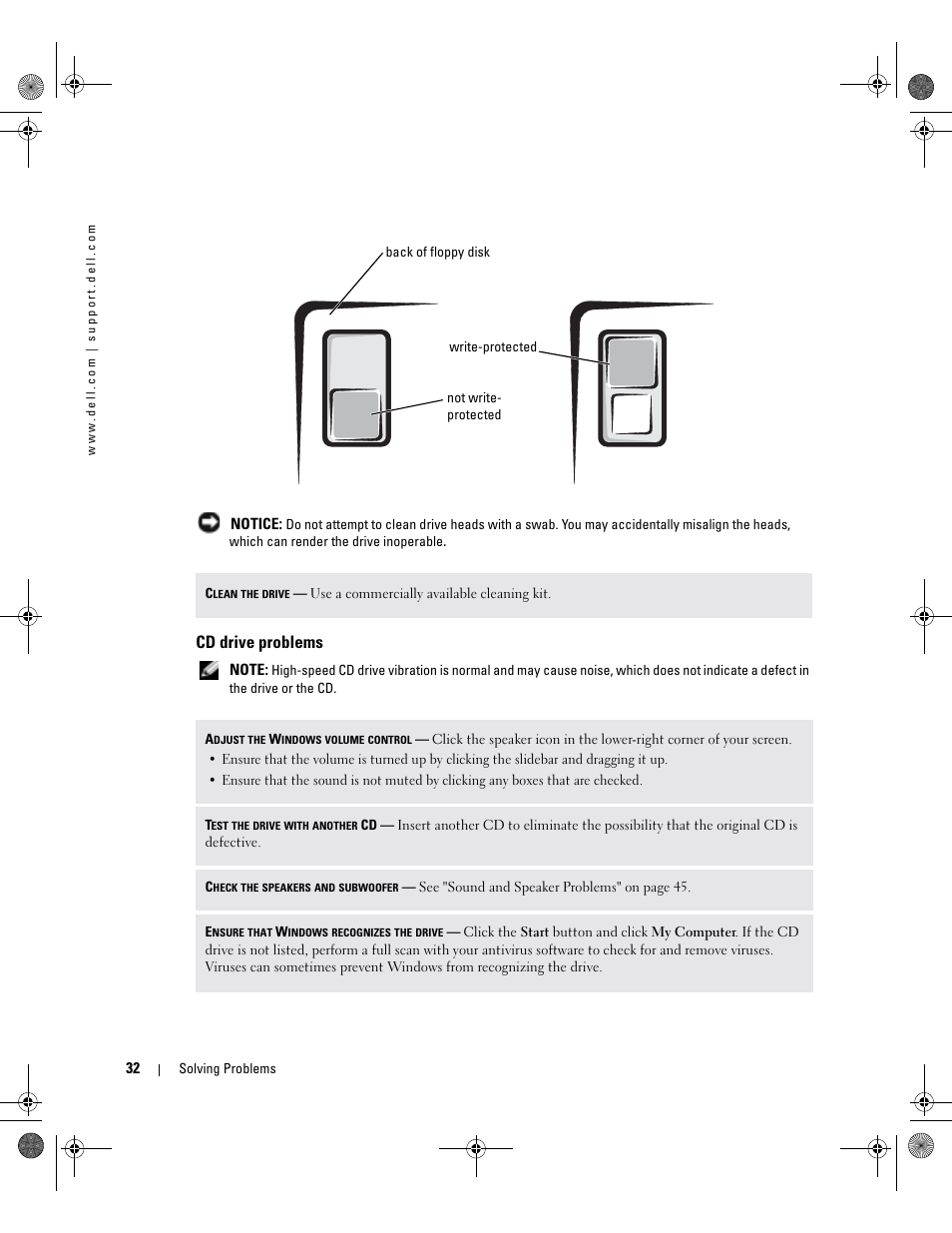 Cd drive problems | Dell XPS/Dimension XPS Gen 2 User Manual | Page 32 / 142