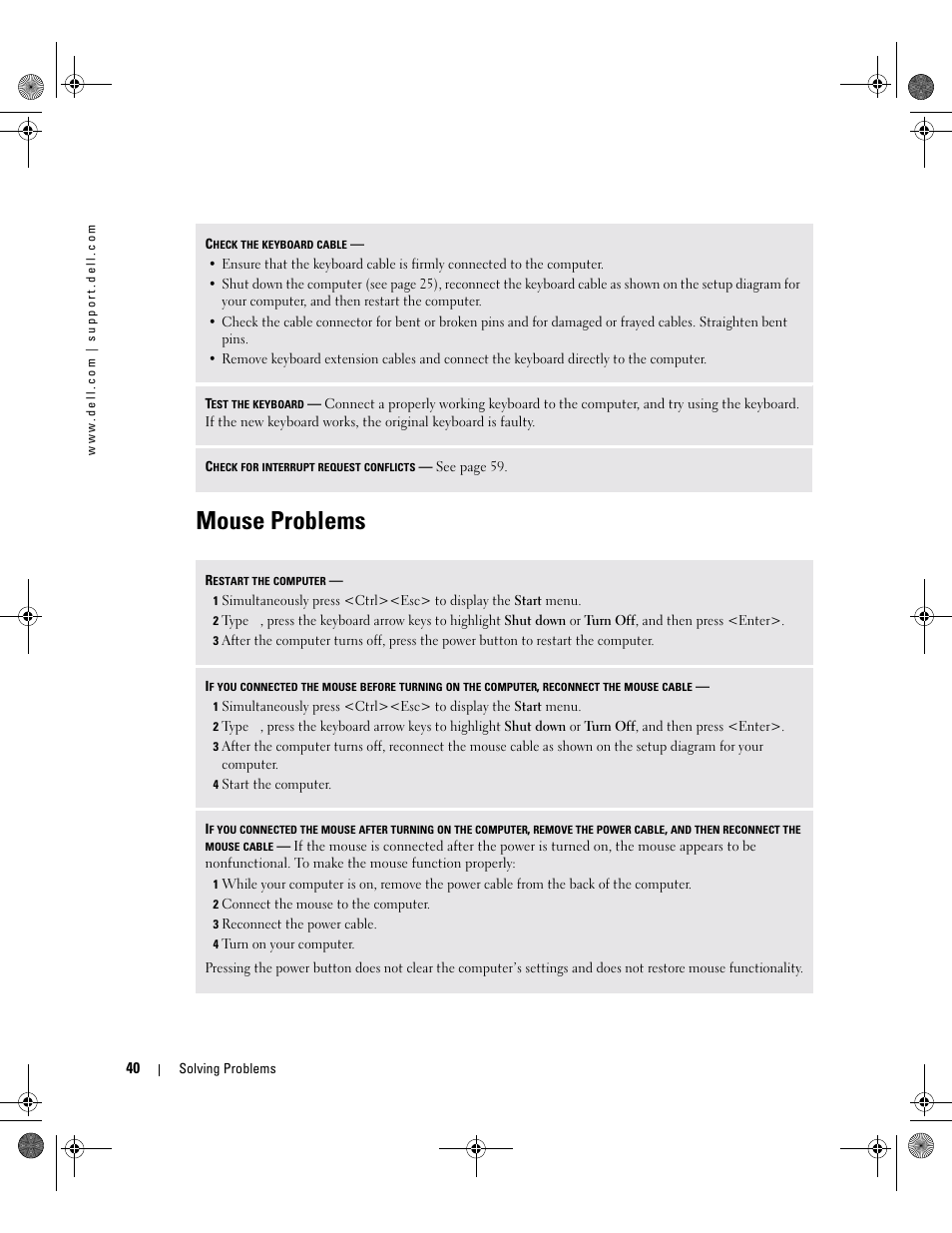 Mouse problems | Dell XPS/Dimension XPS Gen 2 User Manual | Page 40 / 142