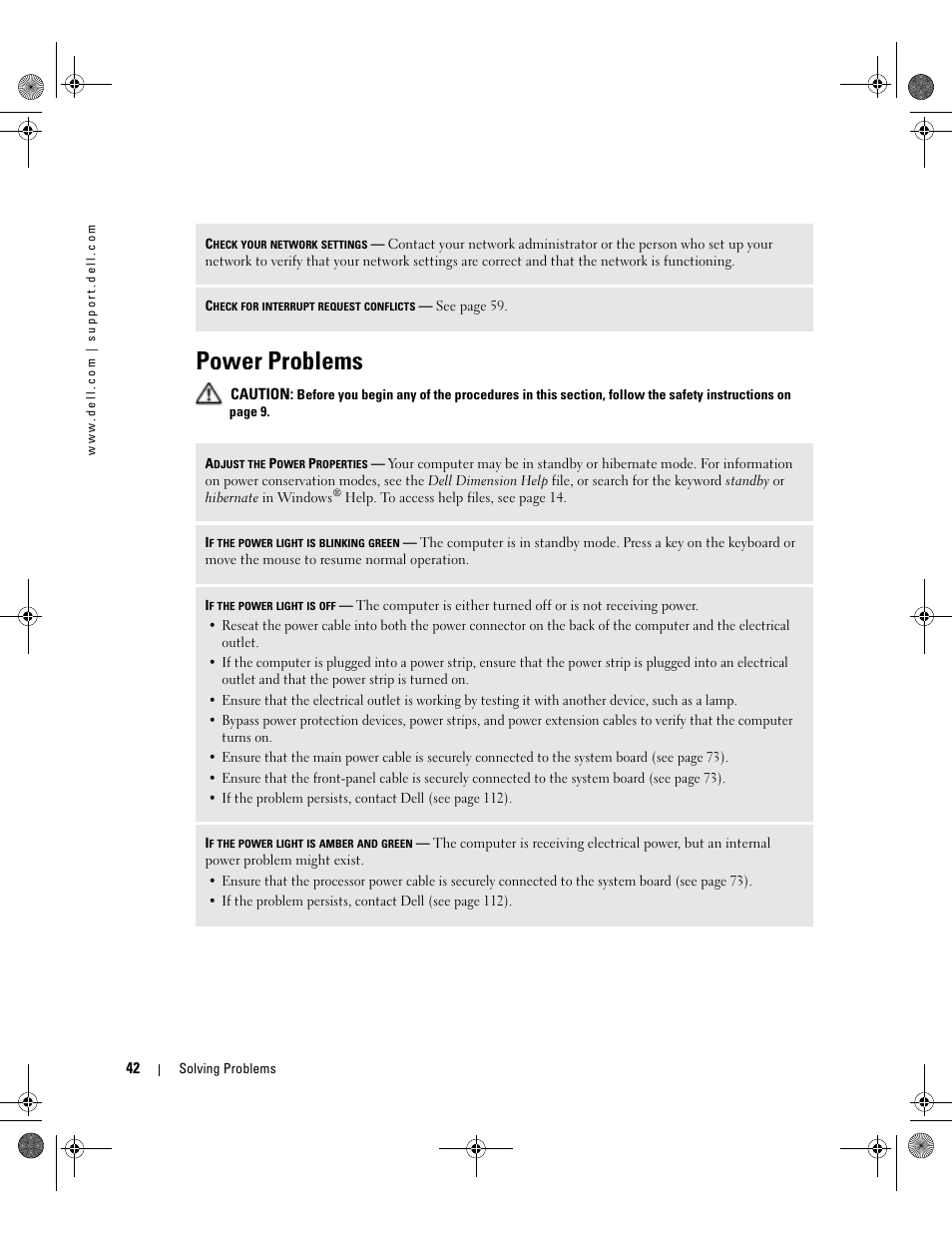 Power problems | Dell XPS/Dimension XPS Gen 2 User Manual | Page 42 / 142