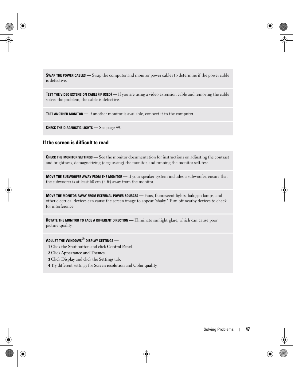 If the screen is difficult to read | Dell XPS/Dimension XPS Gen 2 User Manual | Page 47 / 142