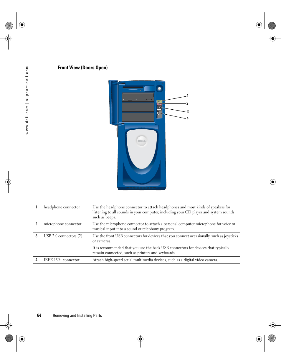 Front view (doors open) | Dell XPS/Dimension XPS Gen 2 User Manual | Page 64 / 142