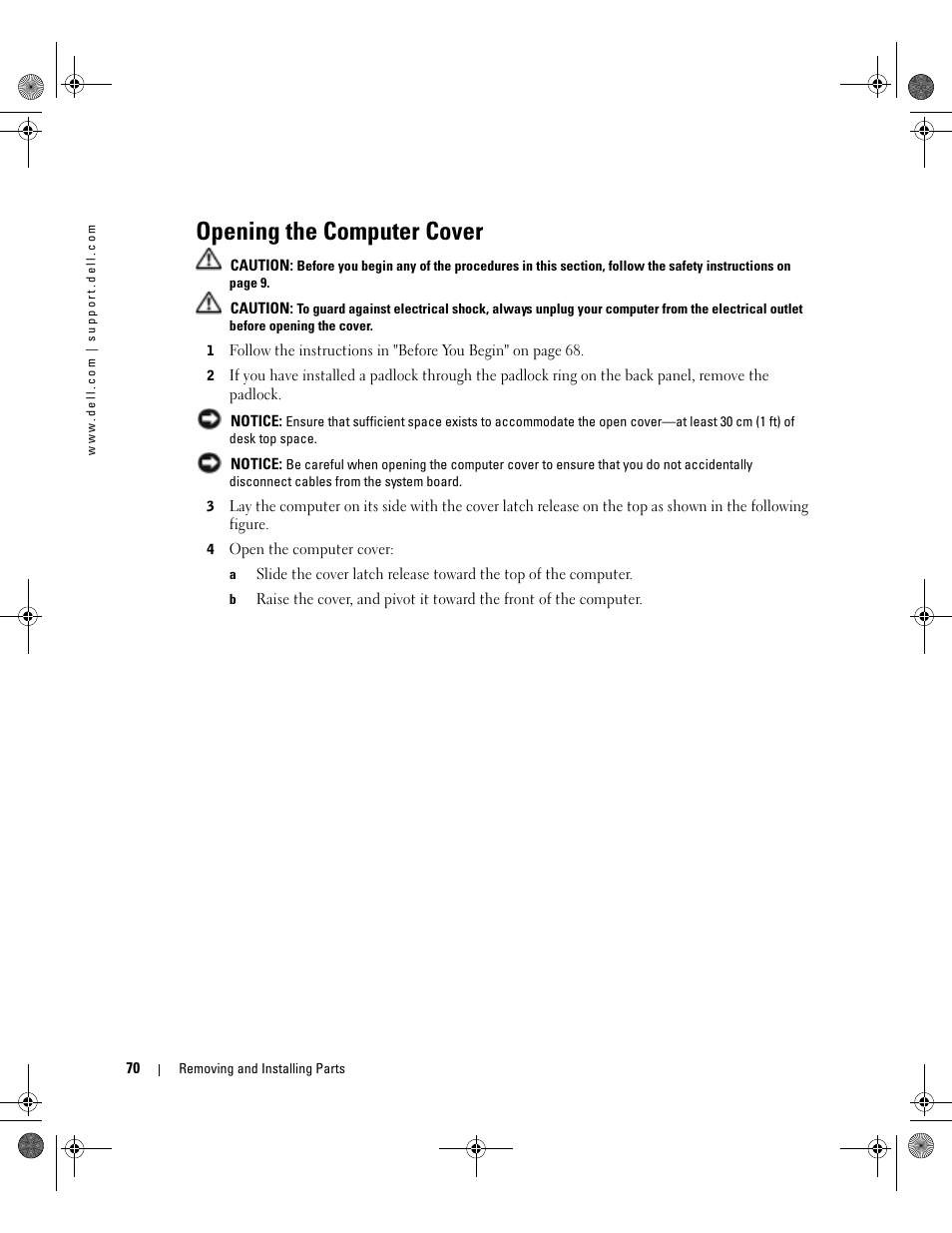 Opening the computer cover | Dell XPS/Dimension XPS Gen 2 User Manual | Page 70 / 142