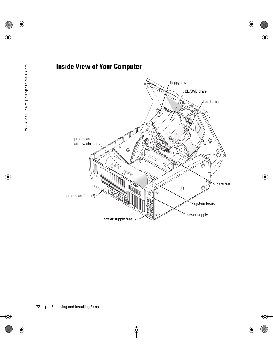 Inside view of your computer | Dell XPS/Dimension XPS Gen 2 User Manual | Page 72 / 142