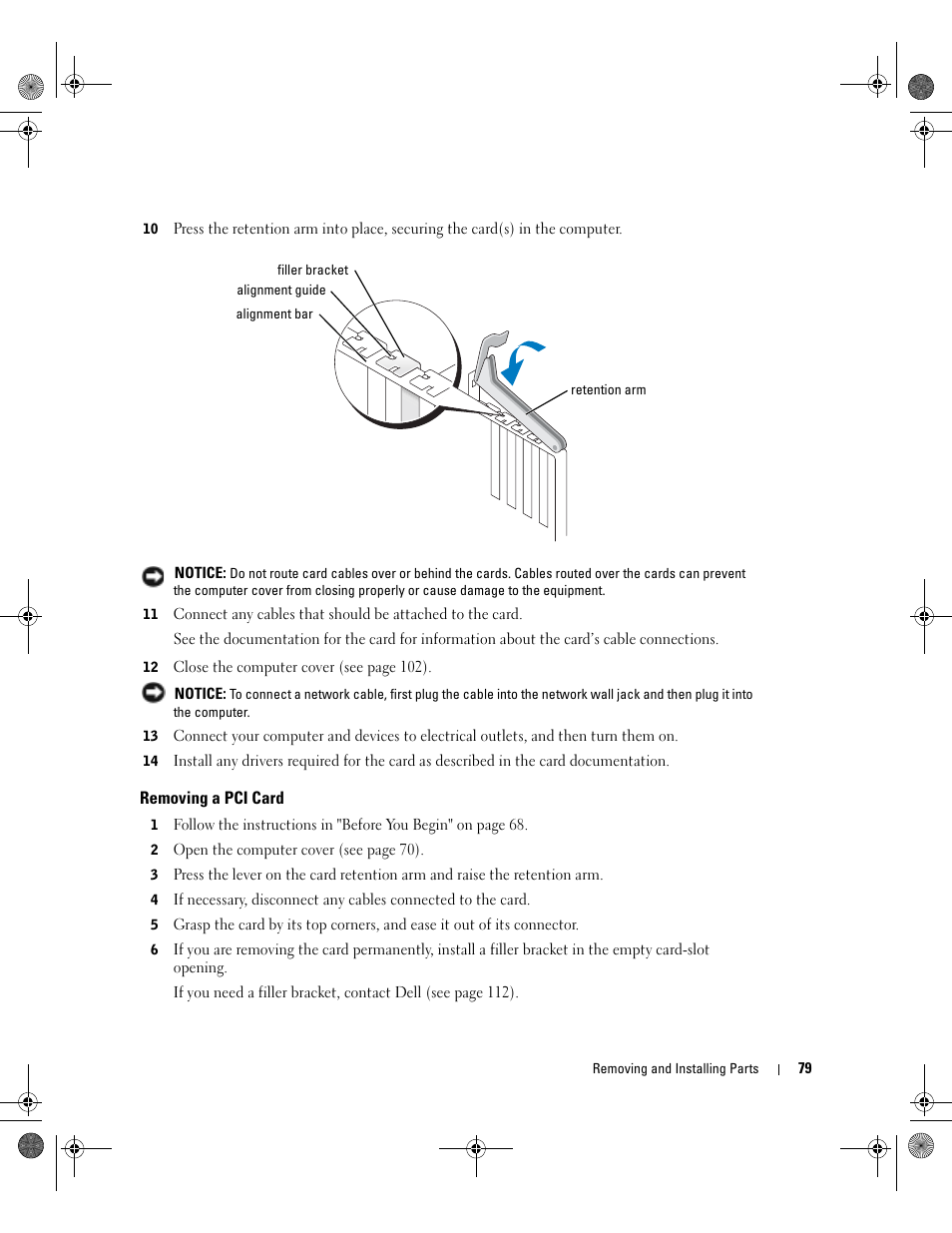 Removing a pci card | Dell XPS/Dimension XPS Gen 2 User Manual | Page 79 / 142