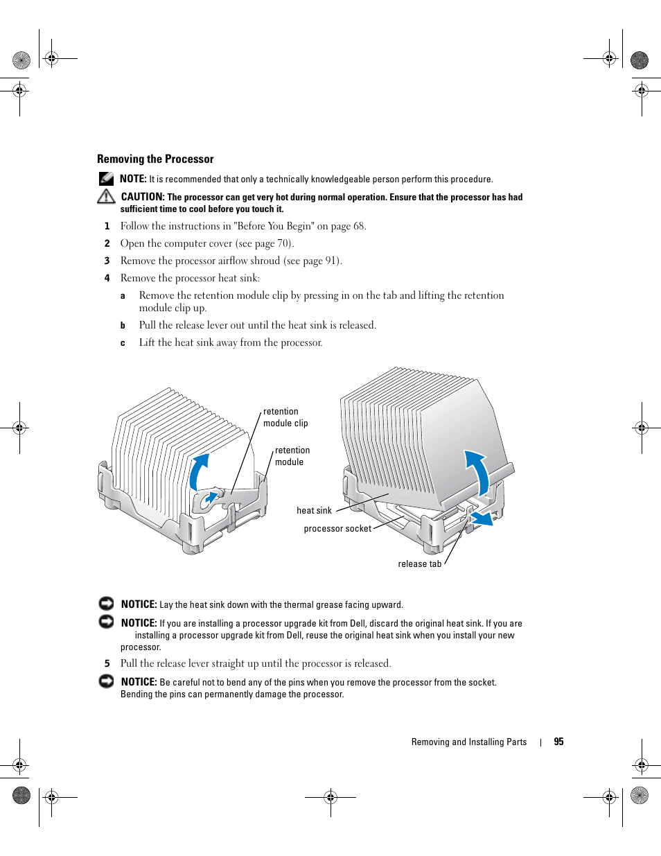 Removing the processor | Dell XPS/Dimension XPS Gen 2 User Manual | Page 95 / 142