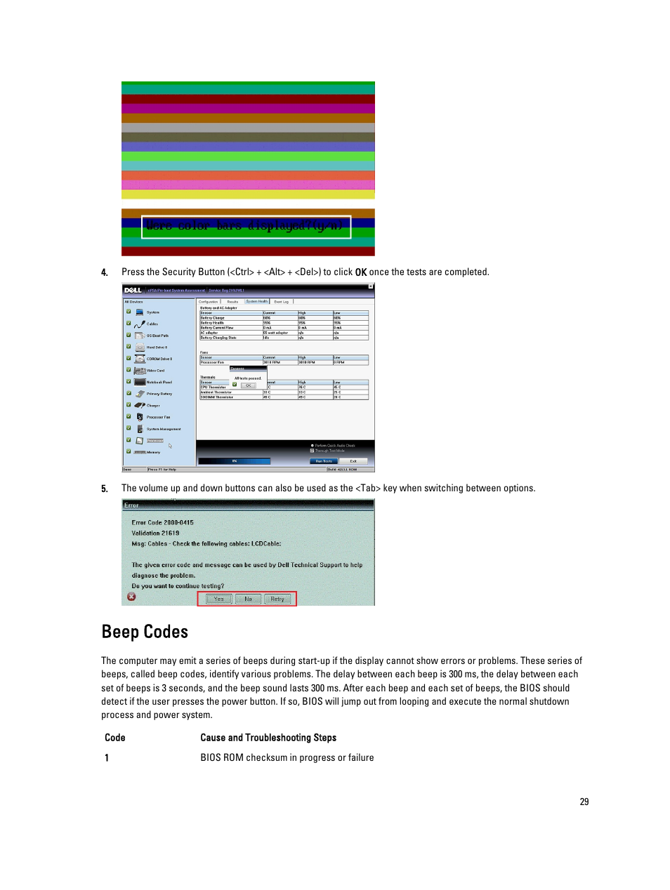 Beep codes | Dell Latitude 10e ST2E (Early 2013) User Manual | Page 29 / 37