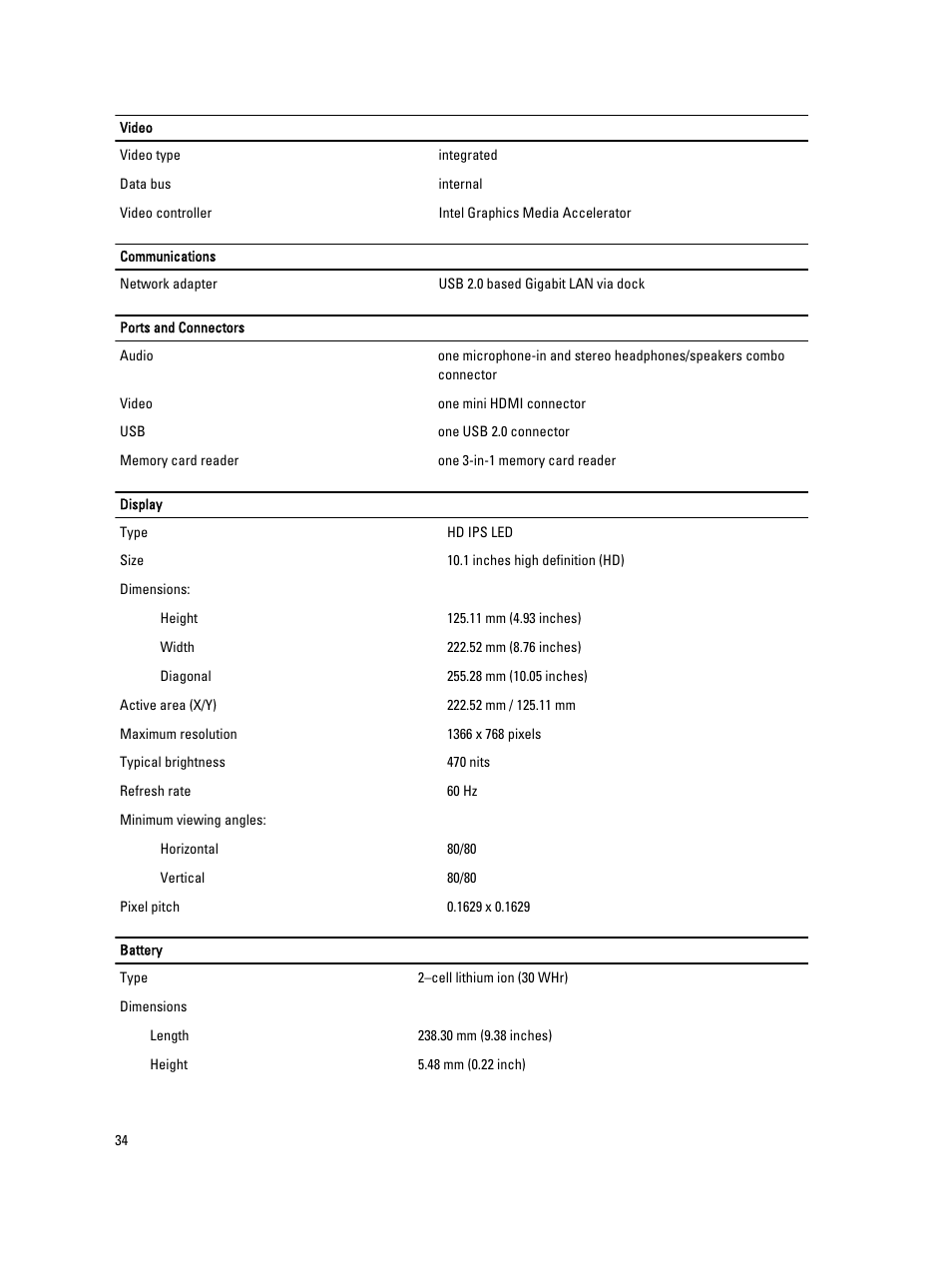 Dell Latitude 10e ST2E (Early 2013) User Manual | Page 34 / 37