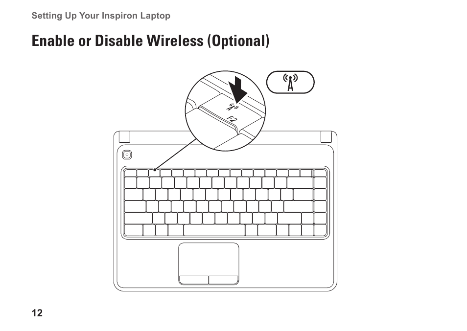 Enable or disable wireless (optional) | Dell Inspiron 14 (M4010, Mid 2010) User Manual | Page 14 / 92