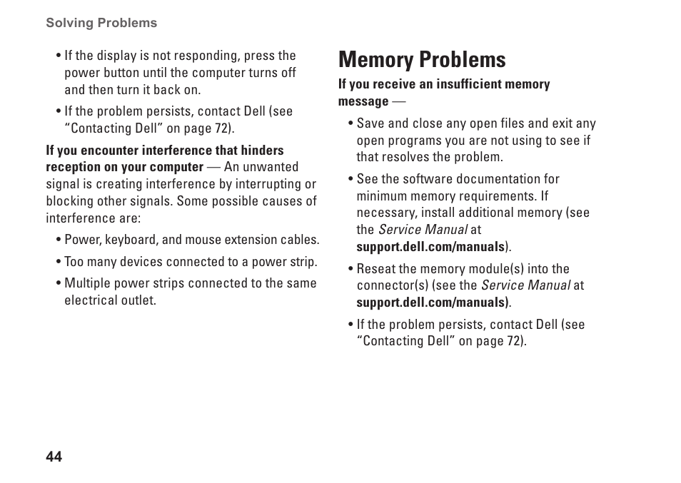 Memory problems | Dell Inspiron 14 (M4010, Mid 2010) User Manual | Page 46 / 92