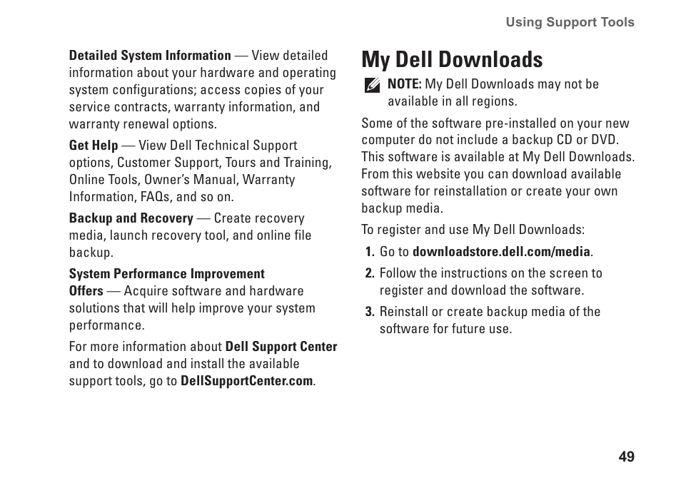 My dell downloads | Dell Inspiron 14 (M4010, Mid 2010) User Manual | Page 51 / 92