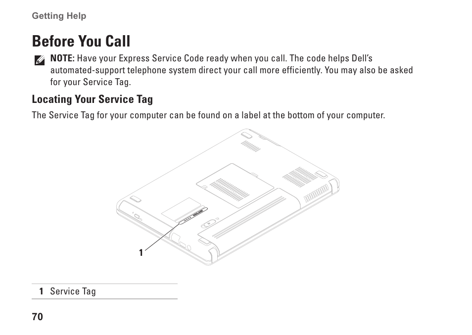 Before you call | Dell Inspiron 14 (M4010, Mid 2010) User Manual | Page 72 / 92