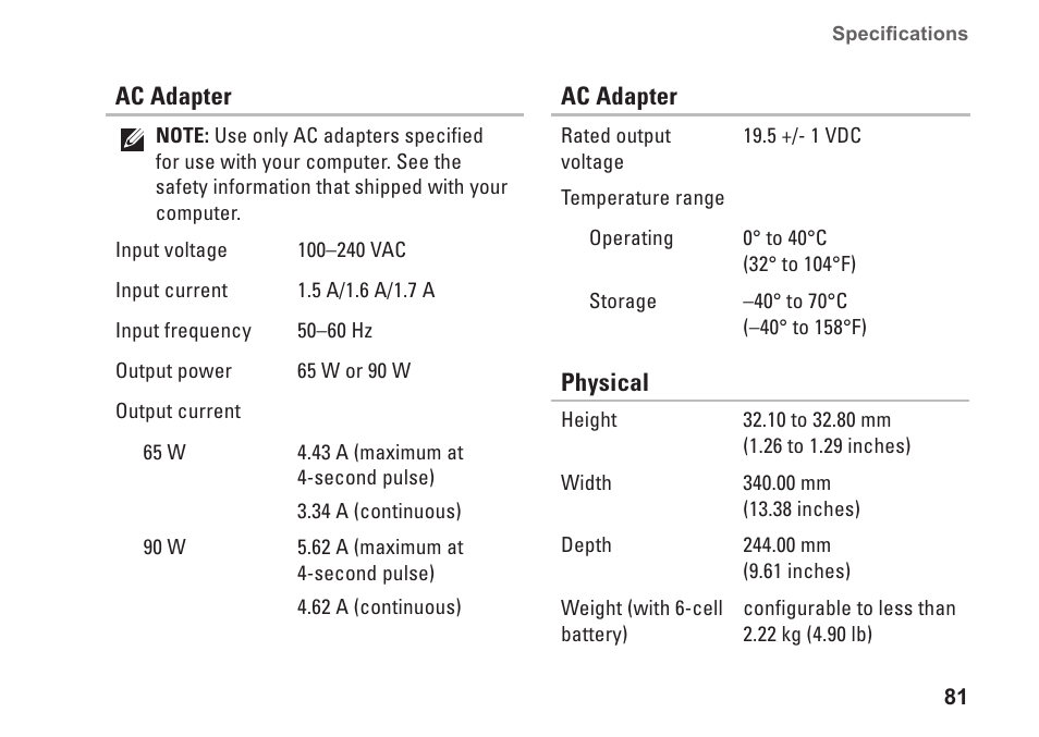 Dell Inspiron 14 (M4010, Mid 2010) User Manual | Page 83 / 92