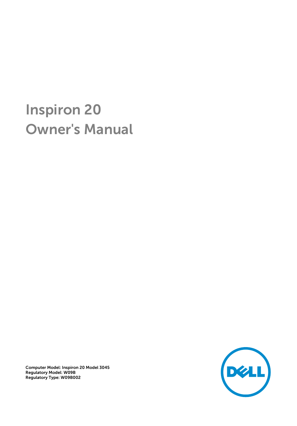 Dell Inspiron 20 (3045, Early 2014) User Manual | 80 pages