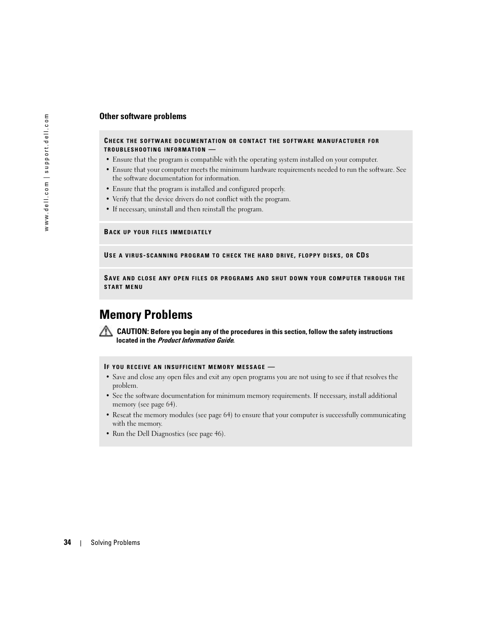 Other software problems, Memory problems, Click phone and modem options | Dell Dimension 5100C User Manual | Page 34 / 128