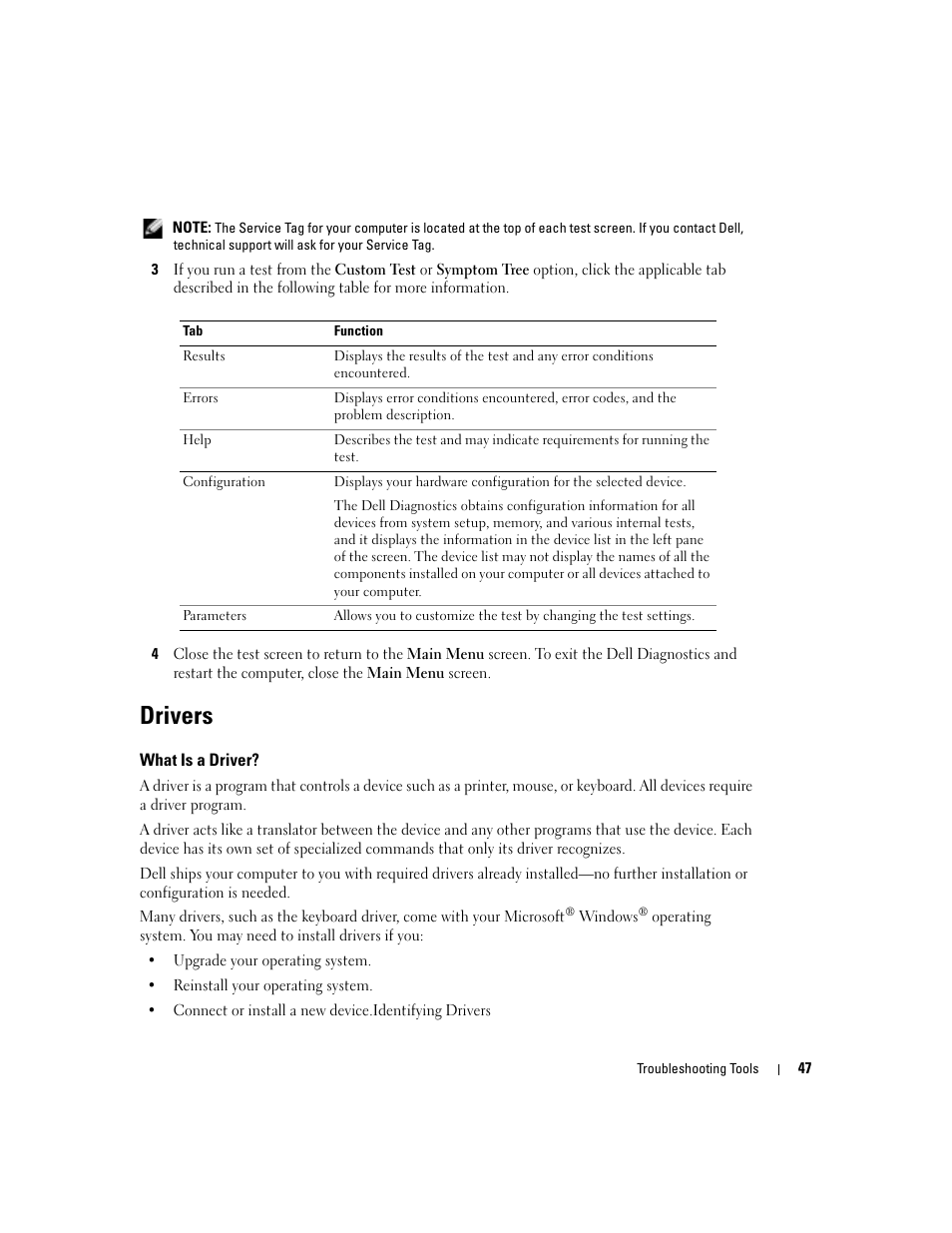 Drivers, What is a driver | Dell Dimension 5100C User Manual | Page 47 / 128