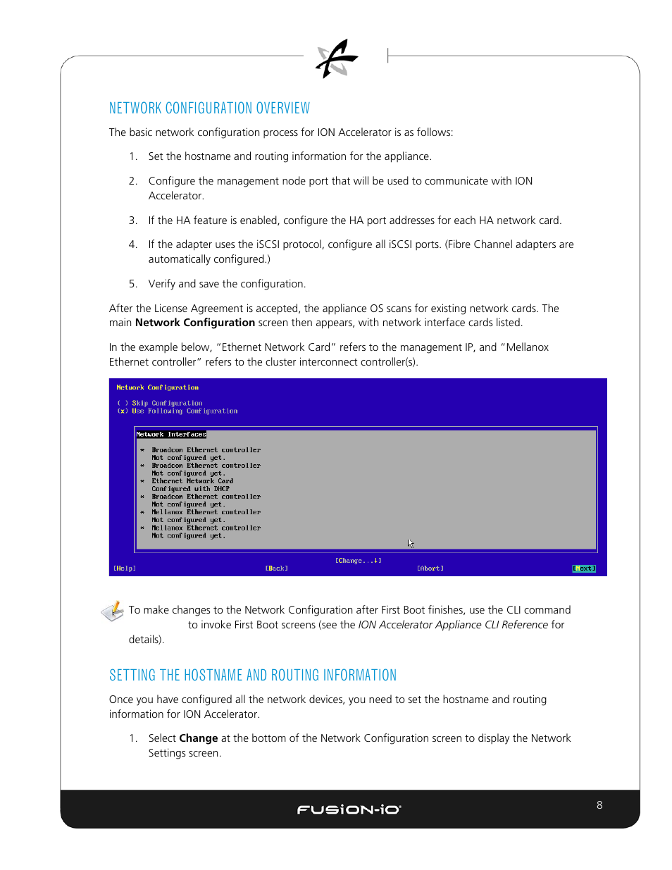 Network configuration overview, Setting the hostname and routing information | Dell Acceleration Appliances for Databases User Manual | Page 15 / 89