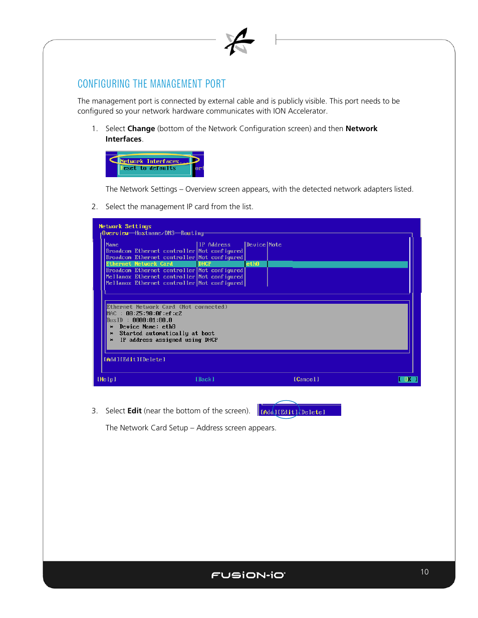 Configuring the management port | Dell Acceleration Appliances for Databases User Manual | Page 17 / 89
