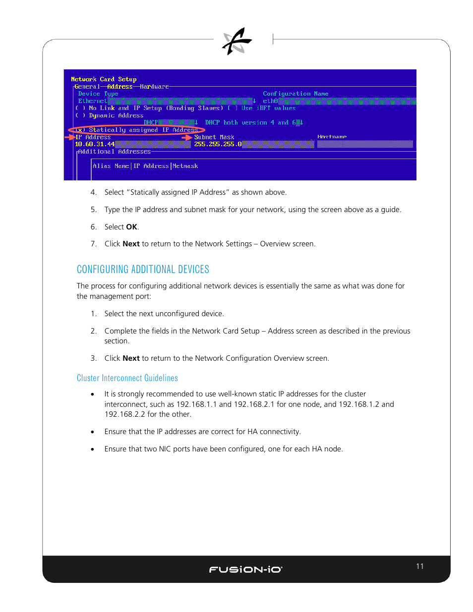 Configuring additional devices, Cluster interconnect guidelines | Dell Acceleration Appliances for Databases User Manual | Page 18 / 89
