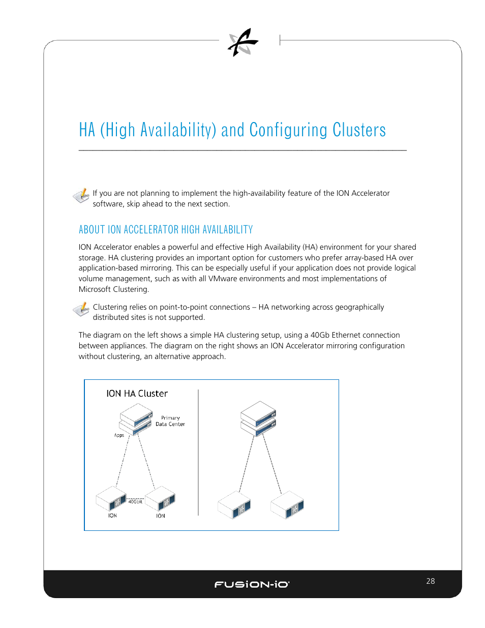 Ha (high availability) and configuring clusters, About ion accelerator high availability, Ha (high availability) | And configuring clusters | Dell Acceleration Appliances for Databases User Manual | Page 35 / 89