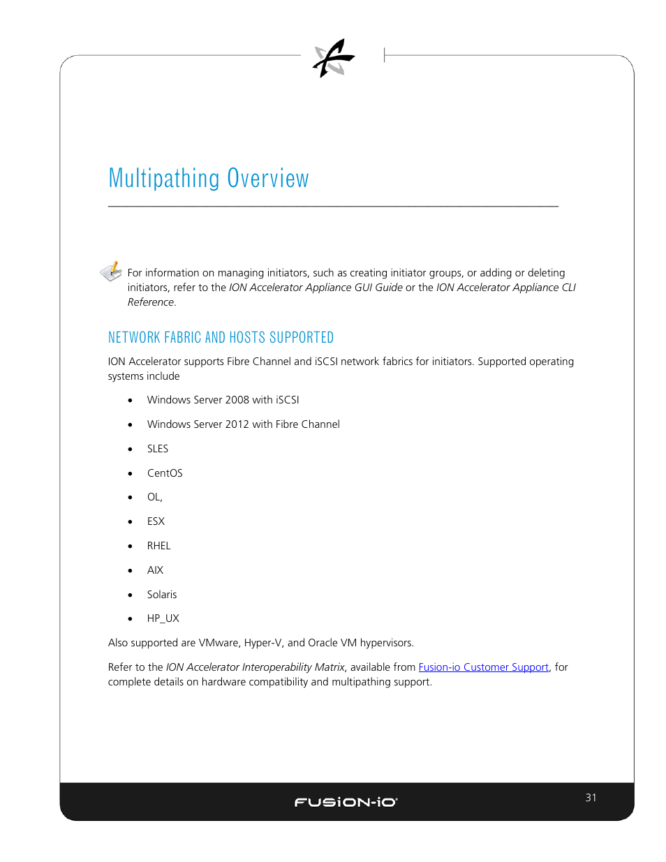 Multipathing overview, Network fabric and hosts supported | Dell Acceleration Appliances for Databases User Manual | Page 38 / 89