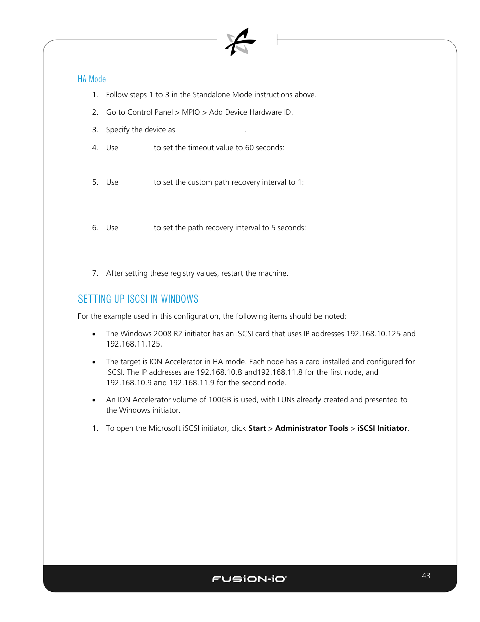 Ha mode, Setting up iscsi in windows, Ha mode setting up iscsi in windows | Dell Acceleration Appliances for Databases User Manual | Page 50 / 89