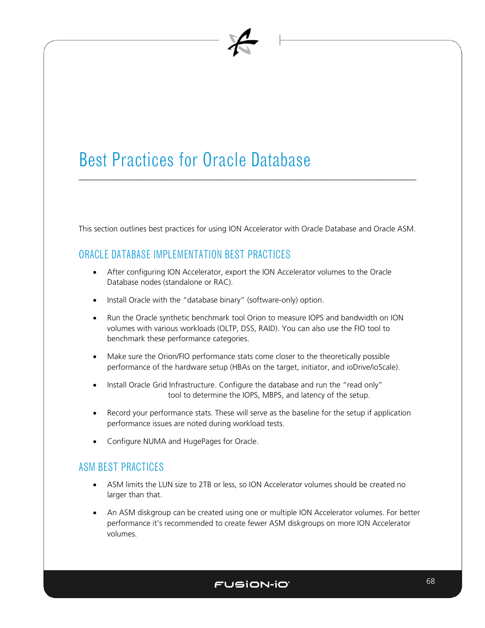 Best practices for oracle database, Oracle database implementation best practices, Asm best practices | Dell Acceleration Appliances for Databases User Manual | Page 75 / 89