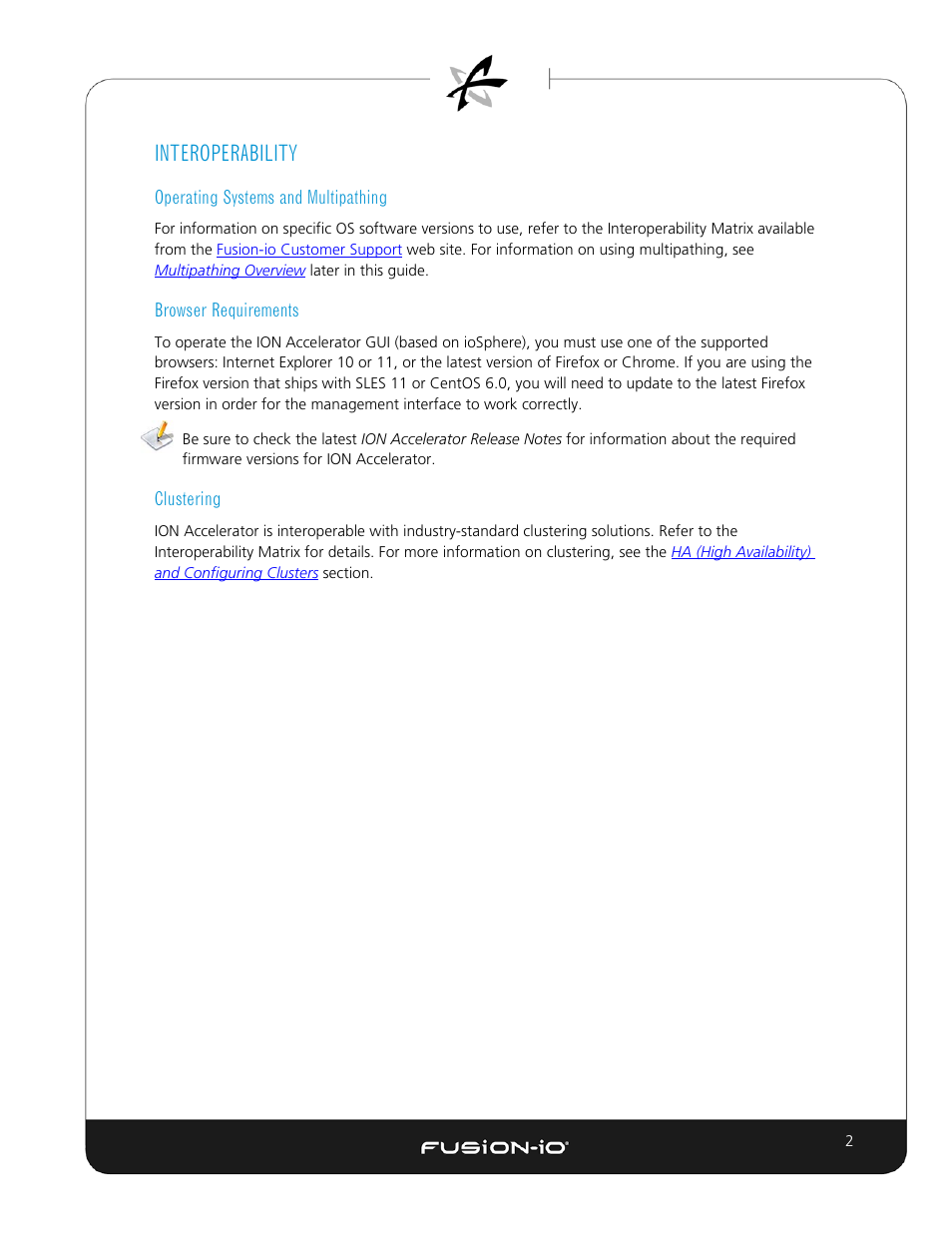Interoperability, Operating systems and multipathing, Browser requirements | Clustering | Dell Acceleration Appliances for Databases User Manual | Page 9 / 89