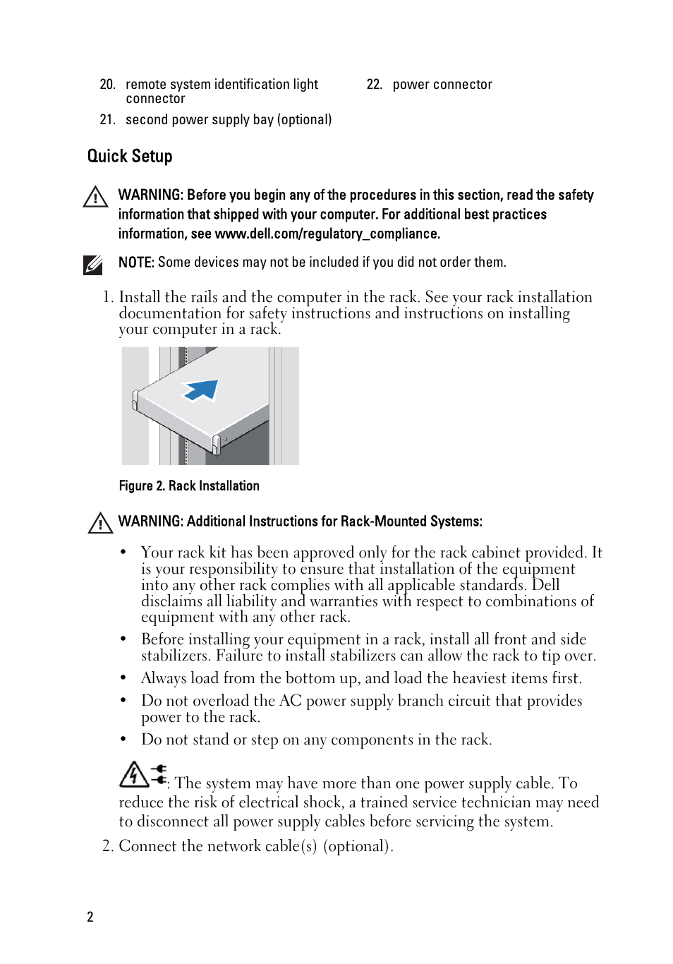 Quick setup | Dell Precision R5500 (Early 2011) User Manual | Page 2 / 8