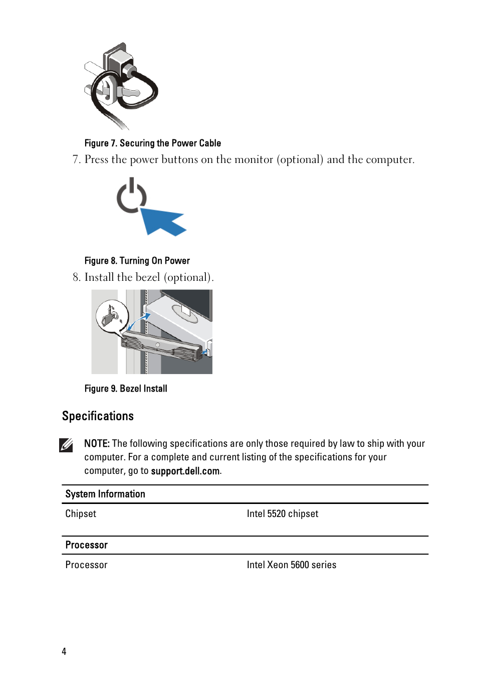 Specifications | Dell Precision R5500 (Early 2011) User Manual | Page 4 / 8
