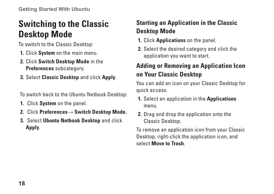 Switching to the classic desktop mode | Dell Inspiron Zino (300, Late 2009) User Manual | Page 20 / 24