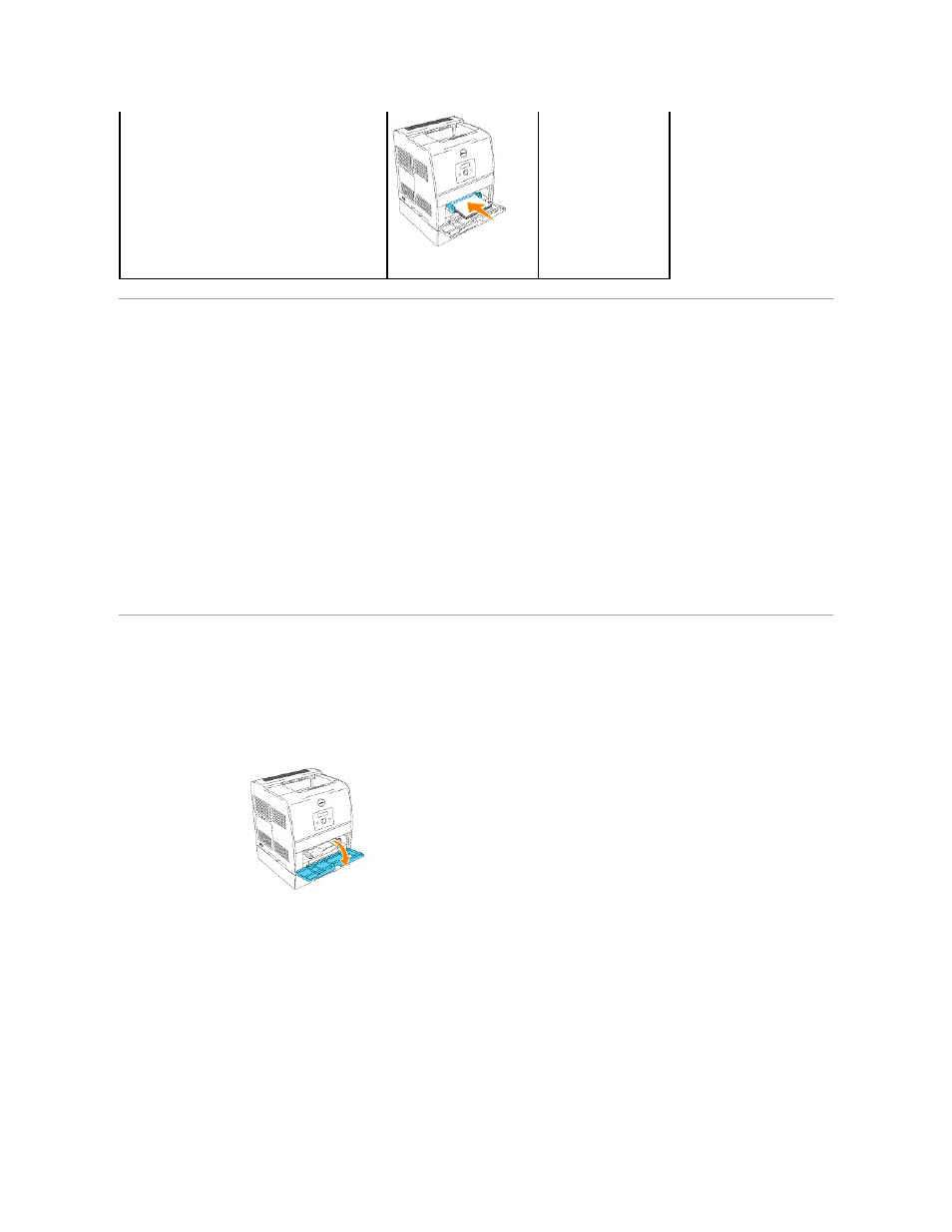 Multipurpose feeder, Loading the multipurpose feeder, Capacity | Print media dimensions | Dell 3100cn Color Laser Printer User Manual | Page 203 / 219