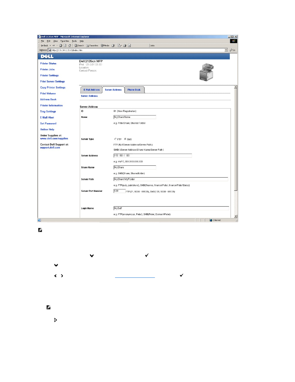 Sending the scanned file on the network, Creating a password for your user login account | Dell 2135cn Color Laser Printer User Manual | Page 102 / 260