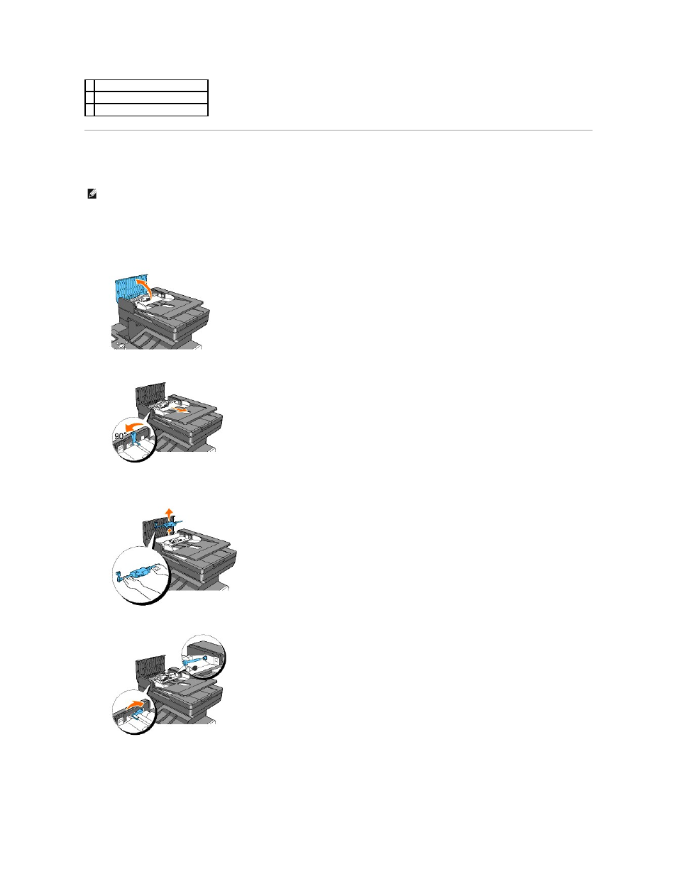 Clearing paper jams from the adf | Dell 2135cn Color Laser Printer User Manual | Page 134 / 260