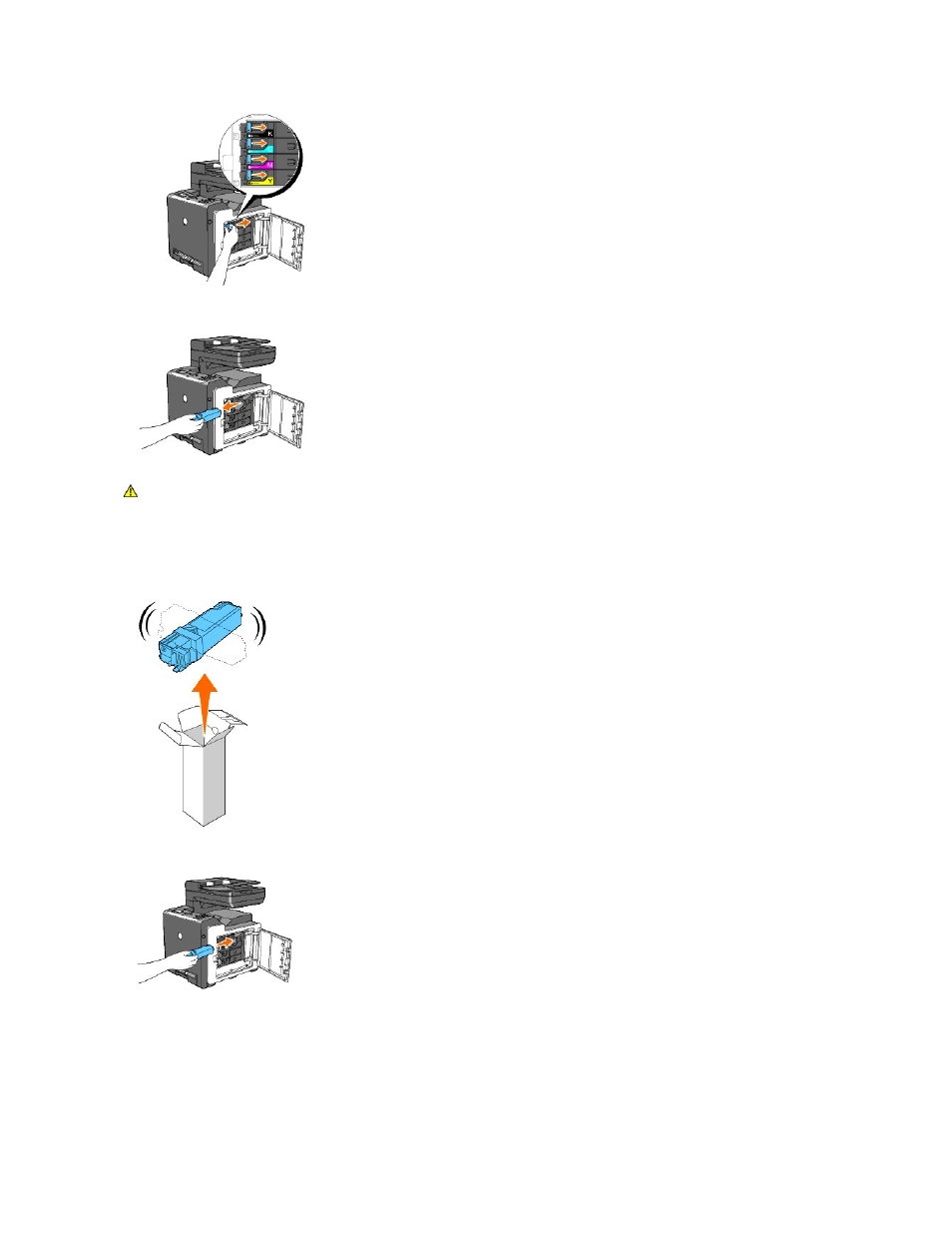 Installing a new toner cartridge | Dell 2135cn Color Laser Printer User Manual | Page 171 / 260