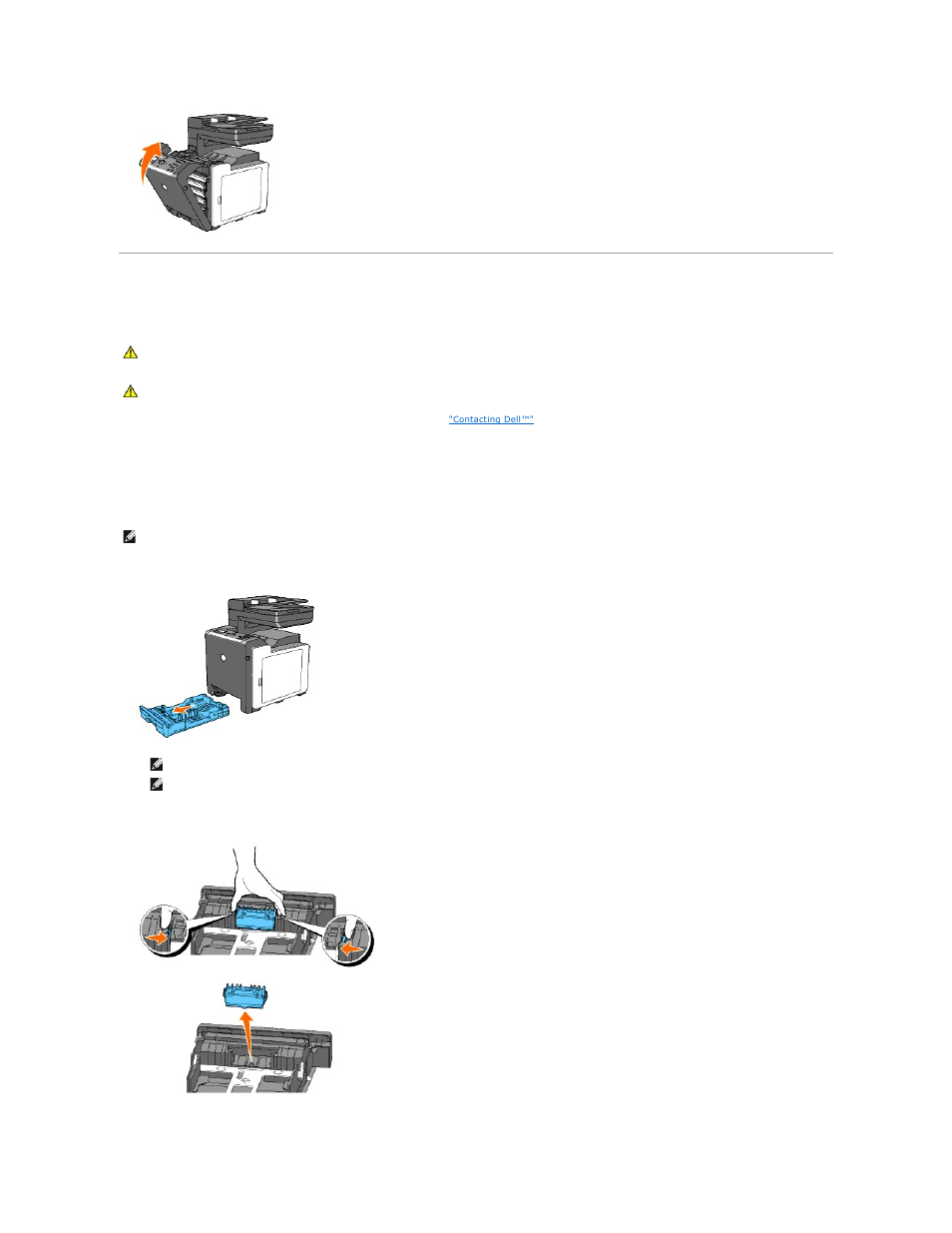 Replacing retard roller, Removing the used retard roller in the tray 1 | Dell 2135cn Color Laser Printer User Manual | Page 175 / 260