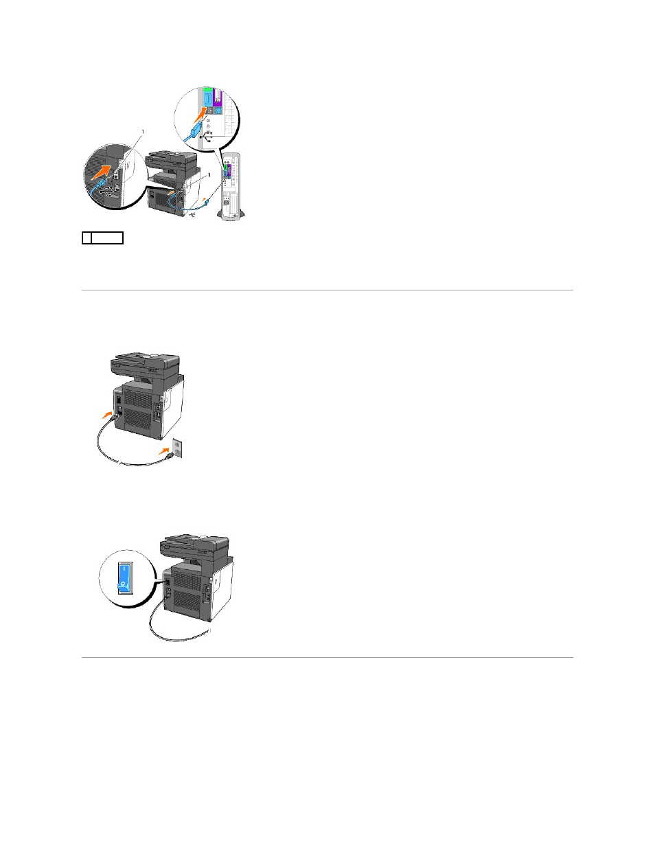 Turning on the printer, Connecting the printer to the network, This section and go to | Dell 2135cn Color Laser Printer User Manual | Page 208 / 260
