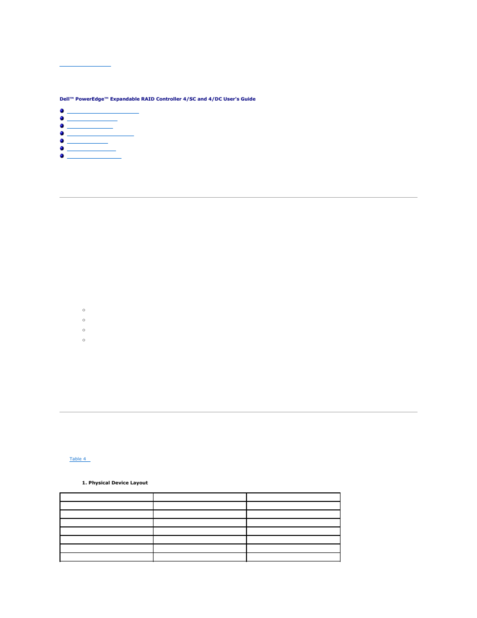 Configuring the raid controller, Configuring scsi physical drives, Physical device layout | Dell PERC 4/DC User Manual | Page 62 / 92