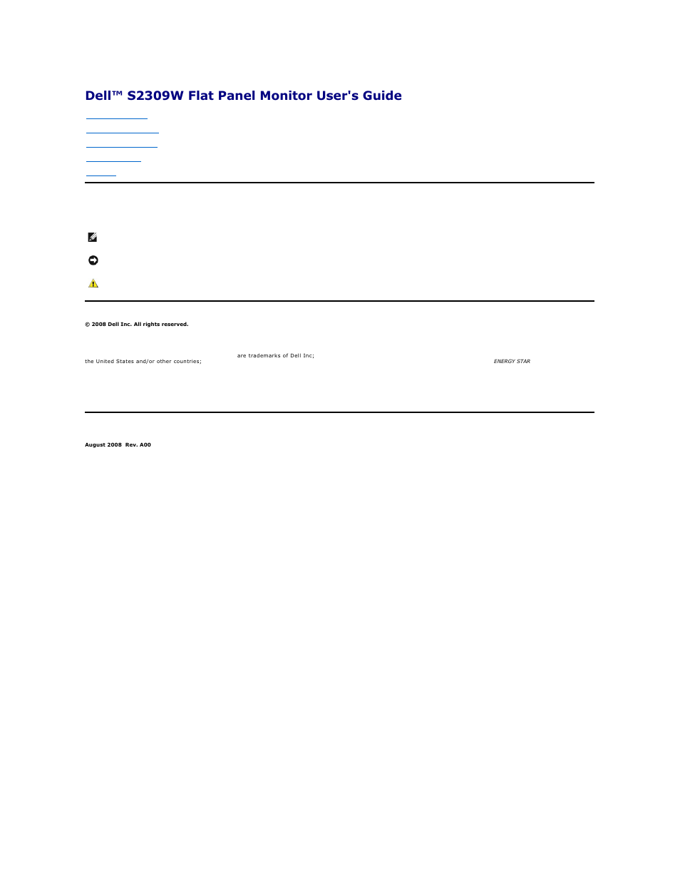 Dell S2309WFP Monitor User Manual | 30 pages
