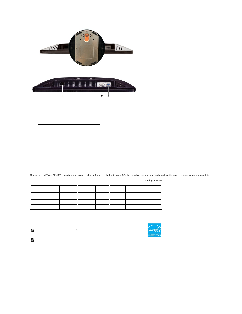 Monitor specifications, Power management modes, Pin assignments | Dell S2309WFP Monitor User Manual | Page 5 / 30