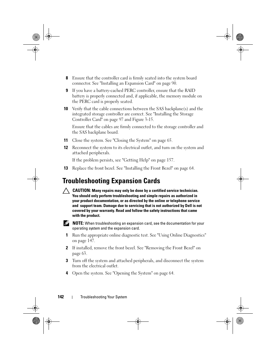 Troubleshooting expansion cards | Dell PowerVault DL2200 User Manual | Page 142 / 164