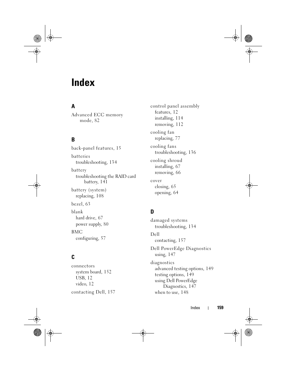 Index | Dell PowerVault DL2200 User Manual | Page 159 / 164