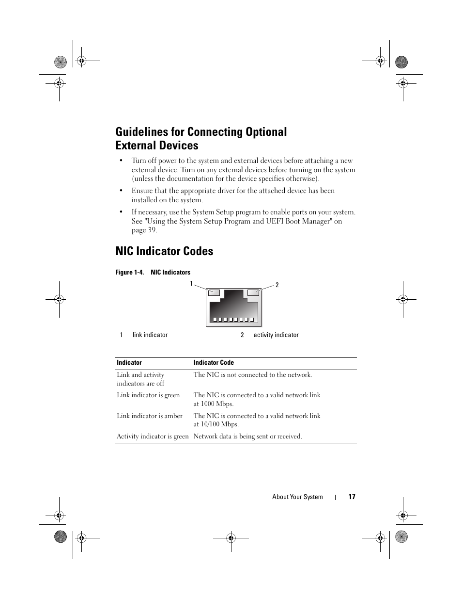 Nic indicator codes | Dell PowerVault DL2200 User Manual | Page 17 / 164