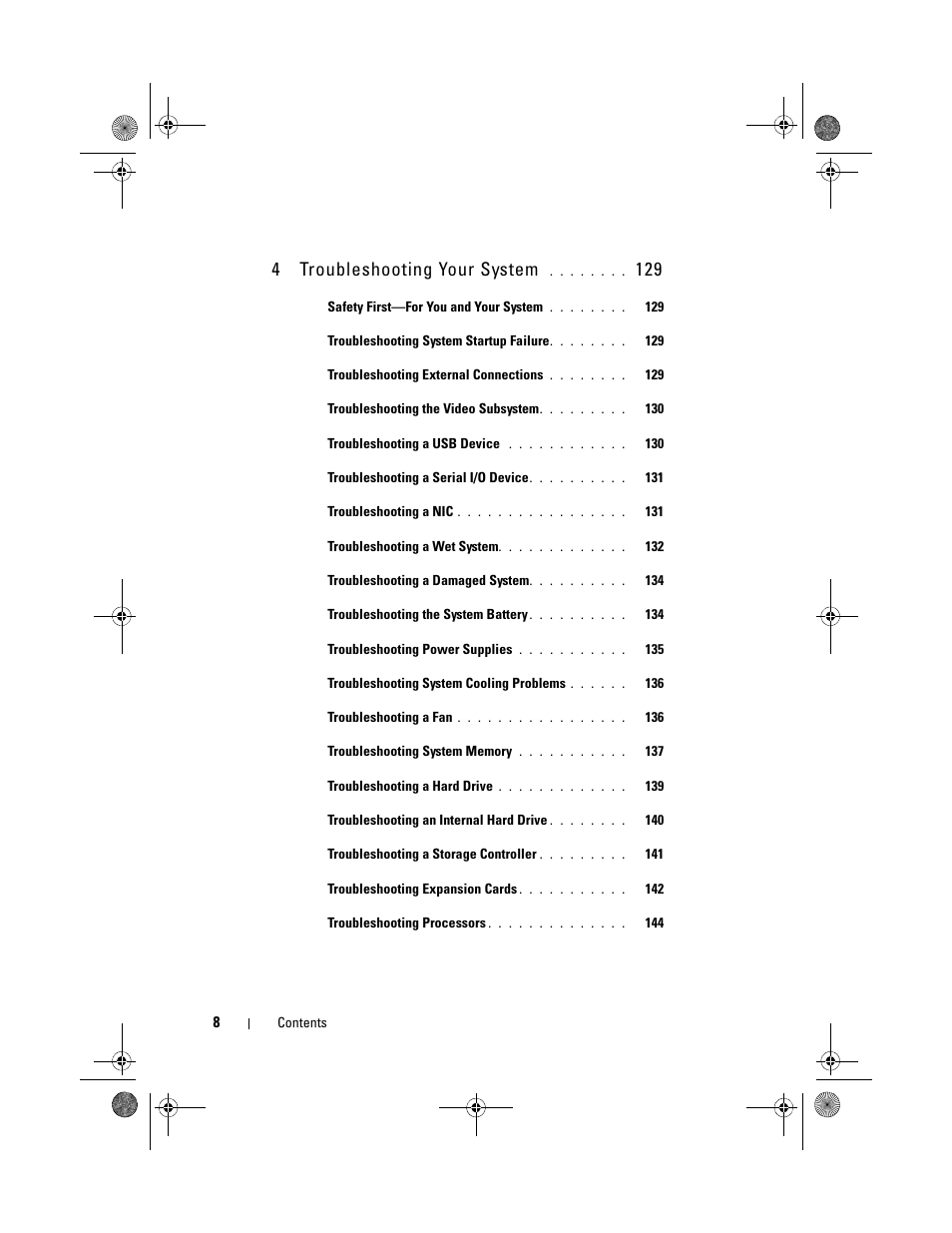 4troubleshooting your system | Dell PowerVault DL2200 User Manual | Page 8 / 164