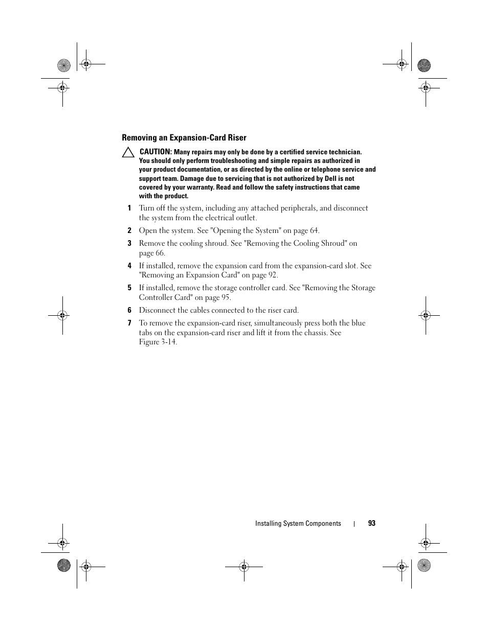 Removing an expansion-card riser | Dell PowerVault DL2200 User Manual | Page 93 / 164