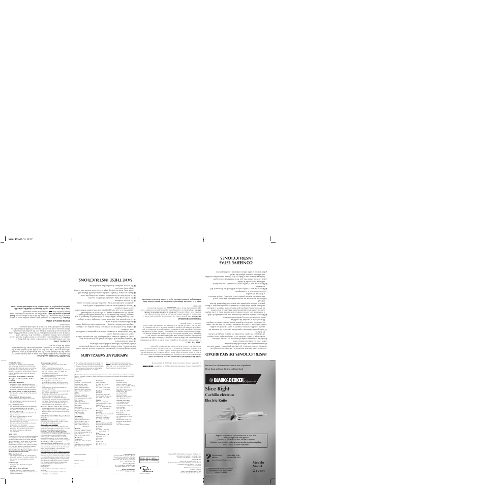 Black & Decker SLICE RIGHT EK701 User Manual | 2 pages