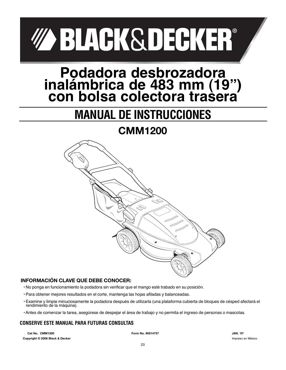 Manual de instrucciones, Cmm1200 | Black & Decker 90514757 User Manual | Page 23 / 32