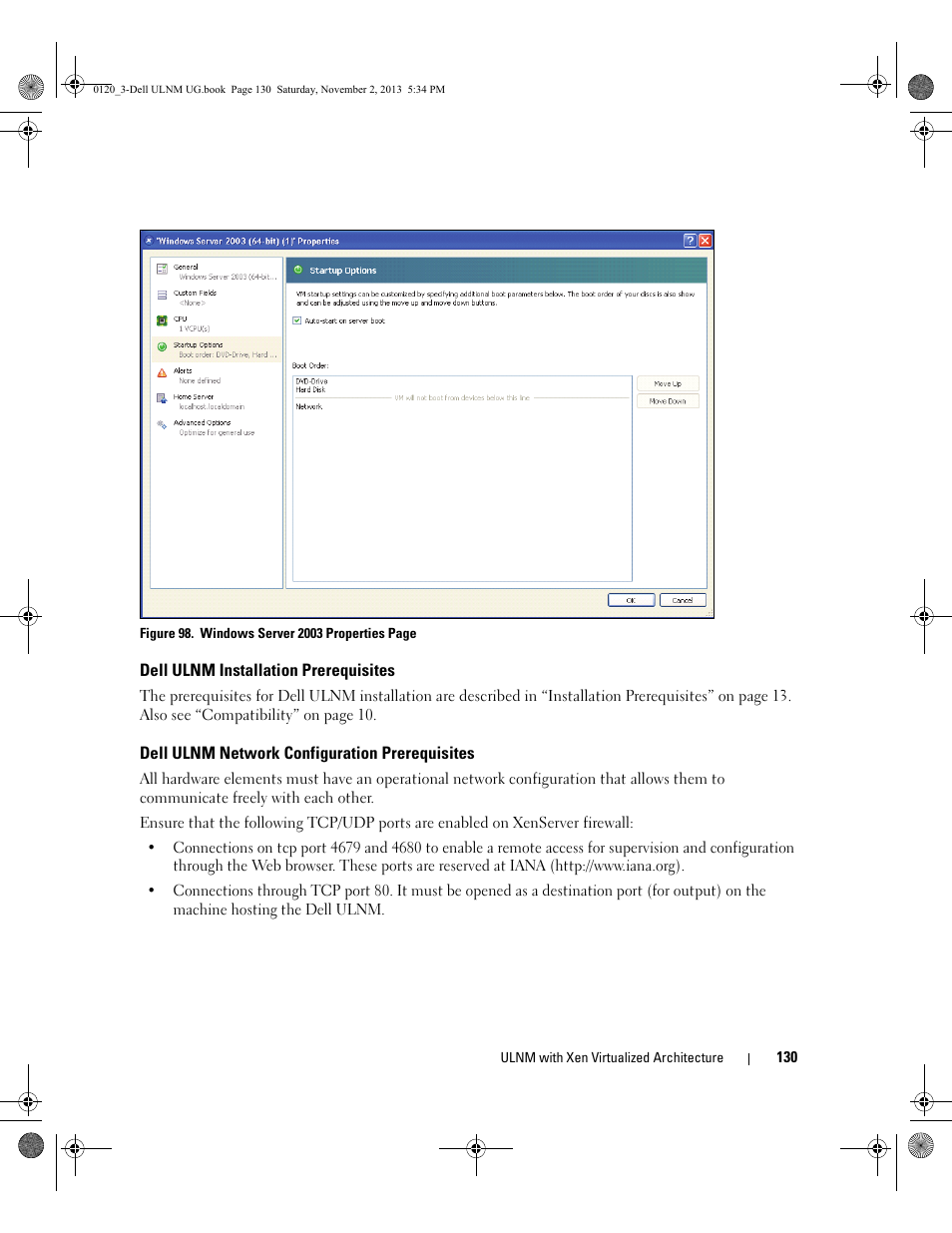 Dell ulnm installation prerequisites, Dell ulnm network configuration prerequisites | Dell UPS 1000T User Manual | Page 130 / 147