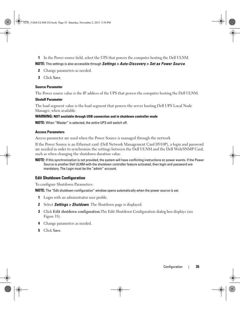 Edit shutdown configuration | Dell UPS 1000T User Manual | Page 35 / 147