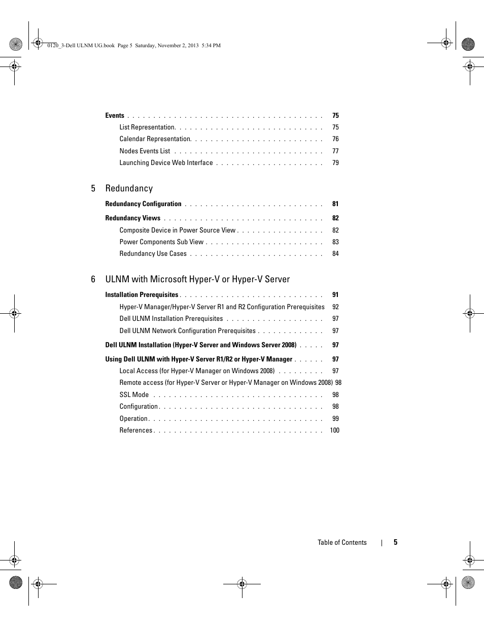 5 redundancy, 6 ulnm with microsoft hyper-v or hyper-v server | Dell UPS 1000T User Manual | Page 5 / 147
